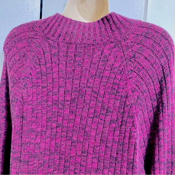 Maroon Purple Black Detail Long Sleeve Round Neck Cotton Sweater Woman's XL - Picture 12 of 13